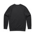 A dark grey jumper with long sleeves and a round neckline, featuring a plain back and no visible graphics.