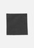 A swatch of dark grey fabric with a textured finish, featuring a zigzag edge. It has a branding logo.