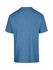 A blue unisex regular T-shirt featuring a simple design and a logo on the back.
