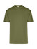 A men's unisex regular t-shirt in olive green, featuring a simple design and a logo on the label.