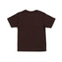 A brown kid's regular T-shirt displayed from the back, featuring a simple design and no visible logos.