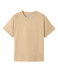 A beige regular T-shirt for kids with a simple design and a logo label on the inner neck.