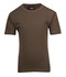 A kid's regular T-shirt in olive green, featuring short sleeves and a round neckline. It has a branded label inside.