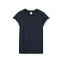 A women's accelerator cool-dry T-shirt in navy blue, featuring short sleeves and a fitted design, with a logo.