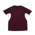 A maroon and white men's T-shirt featuring a logo, designed for cool, dry comfort.