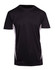 A black men's T-shirt with white side accents and a logo on the front. Suitable for active wear.