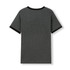 A unisex ringer T-shirt in grey with black trimming on the sleeves and collar, featuring a logo.