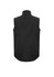 A black men's vest with a high collar and no sleeves, featuring a logo on the back.