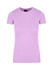 A women's American style t-shirt in a soft lavender colour, featuring short sleeves and a round neckline.