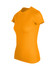 A women's slim fit tee in vibrant orange, featuring short sleeves and a classic crew neck design.