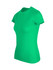 A women's slim fit tee in bright green, featuring a classic round neckline and short sleeves.