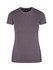 A women's slim fit tee in a muted purple colour, featuring short sleeves and a round neckline. It has a logo.