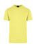 A bright yellow unisex American style t-shirt with a round neckline and short sleeves, featuring a logo.