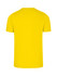 A yellow men's slim fit T-shirt with a round neckline and short sleeves, featuring a small logo on the back.