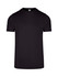 A black men's slim fit T-shirt with a round neck and short sleeves, featuring a logo on the label.