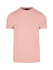 A short-sleeved men's slim fit t-shirt in a light peach shade, featuring a simple design and a logo on the collar.