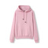 A pink women's juniors kangaroo pocket hoodie with a drawstring hood and a front pouch pocket.