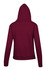A back view of a maroon women's juniors kangaroo pocket hoodie with a fitted design and a hood.