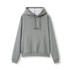 A grey women's juniors hoodie with a kangaroo pocket and a drawstring hood, featuring a logo.