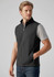A grey men's vest with a zip front and side pockets, worn over a light grey shirt.