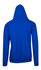A blue men's hoodie featuring a kangaroo pocket and a hood at the back. It has a simple, clean design.