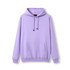 A lavender kangaroo pocket hoodie with a hood and drawstrings, featuring a logo on the front.
