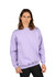 A light purple adult poly cotton fleece jumper with a crew neck and ribbed cuffs, featuring a logo.