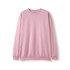 A pink adult poly cotton fleece sloppy joe jumper with a round neckline and long sleeves. It features a logo.