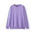 A lilac adult poly cotton fleece sloppy joe sweater with a relaxed fit and long sleeves. It features a logo.