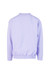 A lilac adult poly cotton fleece jumper with a ribbed hem and cuffs, featuring a logo on the back.