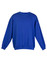 A blue adult poly cotton fleece jumper with a round neck and long sleeves. It features a simple design and has a logo.