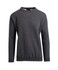 A dark grey poly cotton fleece jumper with long sleeves and a rounded neckline, featuring a branding label.