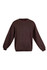 A brown adult poly cotton fleece sloppy joe jumper with long sleeves and a crew neck. It has a logo on the tag.