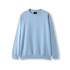 A light blue adult poly cotton fleece jumper with a crew neckline and long sleeves, featuring a logo.