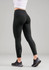 A pair of black women's leggings with a high waistband, featuring reflective accents on the lower legs.