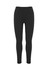 Black women's flex leggings with a high waistband, featuring a smooth finish and a simple logo.