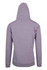 A grey men's zip hoodie featuring a hood and a pocket, with a logo on the back.