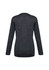 A dark grey women's Milano cardigan featuring long sleeves and a simple design, with a logo on the back.