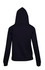 A black women's juniors zipper hoodie with a pocket and a hood, viewed from the back.