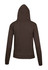 A brown women's/juniors zippered hoodie with a pocket, displayed from the back. It features a large hood.