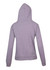 A grey women's juniors zipper hoodie with a hood and pocket, featuring a logo on the back.