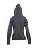 A women's junior zipper hoodie in grey with a pocket, featuring a back view and a hood.