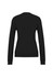 A black Women's V-Neck Knit Pullover featuring long sleeves and a fitted design, with a visible logo on the back.