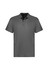 A grey men's short sleeve polo shirt with a collar and logo. Features a plain design and button placket.