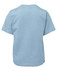 A light blue kids' t-shirt featuring short sleeves and a simple design, with a logo on the back.