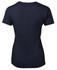 A navy blue ladies' tee featuring a round neck and short sleeves. Has a plain back and includes a logo.