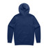 A navy blue hoodie with a hood and long sleeves, featuring a plain back and ribbed cuffs.