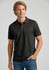 A men's short sleeve polo shirt in black with red accents and a logo. Suitable for casual wear.
