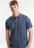 A men's short sleeve polo shirt in navy blue with a contrasting collar, featuring a logo on the chest.