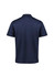 A navy blue men's short sleeve polo shirt with a smooth fabric finish and a branded logo.